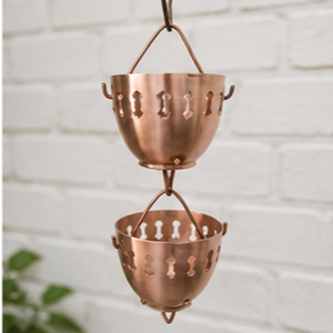 Chaîne de pluie décorative en cuivre découpé pour gouttière, évacuation des eaux de pluie extérieure, décoration suspendue pour jardin - Product Image 3