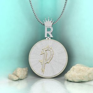 Colgante con Letra P, Elegante Moissanita + Cristales de Plata, Estilo Hip Hop, Amuleto Unisex, Joyería de Moda - Product Image 3