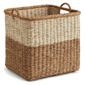 Panier en jonc de mer tressé à la main de grande capacité, conçu pour une utilisation durable et pour les besoins d'organisation domestique quotidiens - Product Image 3