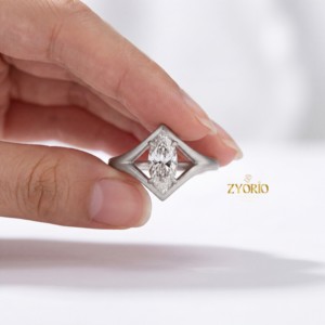 Trendy Minimalist Marquise Cut Lab Grown Diamond Engagement <b>Ring</b> <b>Solitaire</b> Setting 14K 18K Gold Bridal Wedding Party Proposal - Product Image 6
