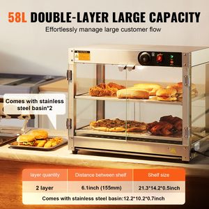 Scaldavivande Commerciale a 2 Livelli 800W con Illuminazione e Controllo Manuale della Temperatura 86-185F - Product Image 3