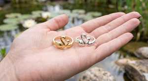 Anillo Abierto de Plata de Ley 925 con Diseño de Cisne Madre e Hijo, Bañado en Oro Vermeil, Inspirado en la Naturaleza, Ajustable, Joyería Fina al por Mayor - Product Image 3