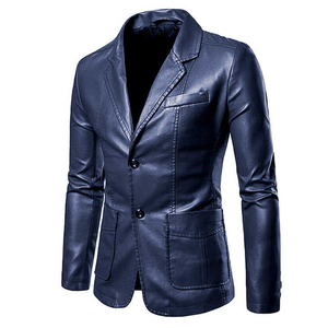 <b>Men's</b> Slim Fit PU Leather <b>Jacket</b> Turn-down Collar Single Breasted <b>Smart</b> Casual Autumn Style Regular Length - Product Image 6