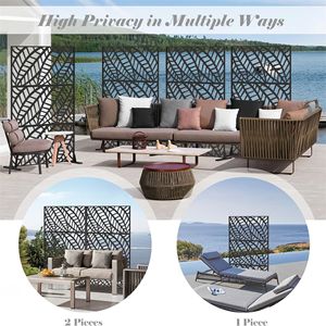 Free-Standing Indoor/Outdoor Metal Privacy <b>Screen</b> Panels <b>Leaf</b> Shaped Decorative Divider for Balcony Patio Garden - Product Image 3