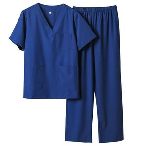 Uniforme Médico Unisex con Cuello en V, Paquete de 2, Azul Marino Oscuro, Top de Manga Corta, Pantalones con Cintura Elástica, Uniforme para el Sector Salud - Product Image 2