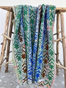 Vintage Style Cotton Kantha Suzani <b>Quilt</b> Handmade with Intricate Embroidered Patterns – Lightweight Bohemian <b>Bedding</b> Throw - Product Image 6