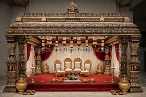 Impresionante Mandap de Boda del Sur de la India para Interiores, Mandap de Fibra de Primera Calidad, Estilo Tradicional Rajwada, para Bodas Tradicionales Tamiles, Nueva York - Product Image 5