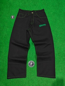 กางเกงยีนส์ทรงตรงขาบานสีดำสำหรับผู้ชาย ผ้าฝ้ายสั่งทำพิเศษจากโรงงาน (OEM) สไตล์สตรีทแฟชั่นลำลอง คุณภาพสูง - Product Image 3