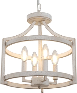 Wholesale Distressed White Chandelier Bulk Shabby Chic Pendant Light Factory Price <b>Retro</b> Candle Hanging Lamp - Product Image 1