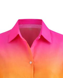 Chemise à manches longues boutonnée pour femme, dégradé rose, orange, jaune, bleu arc-en-ciel, chemisier décontracté de bureau, fabrication sur mesure OEM - Product Image 5