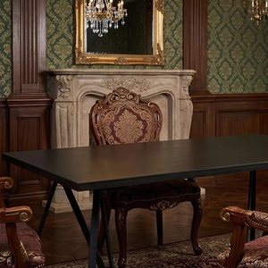 Fivia Square <b>Solid</b> <b>Wood</b> Dining <b>Table</b> Black Metal Base Eco-Friendly Durable Modern Industrial Design for Hotel Residential Use - Product Image 2