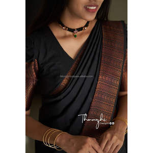 Hermoso Rich Pallu & Jacquard Work All Over Saree Marca Alibaba Hecho en India - Product Image 1