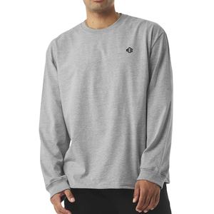 T-shirt unisexe en jersey de coton gris chiné, coupe décontractée, col rond, manches longues, prêt à l'impression, fabrication OEM en gros - Product Image 1