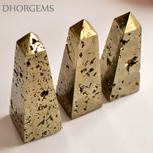 Obélisque en pyrite polie de qualité supérieure, pierre précieuse de cristal pour la guérison et la décoration, pyrite de cuivre à thème amoureux pour la décoration - Product Image 3