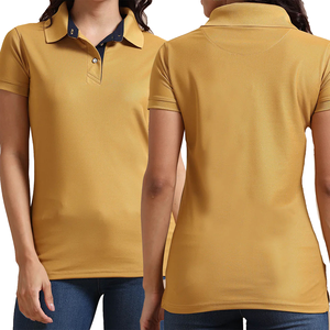 Polo de Mujer Color Mostaza, Manga Corta, Estilo Casual, Tela Piqué, 100% Poliéster, Largo Regular - Product Image 3