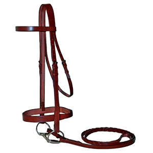 Bridon de cheval classique en cuir anatomique italien, en cuir plat de qualité avec rênes lacées, équipement d'équitation à vendre - Product Image 1