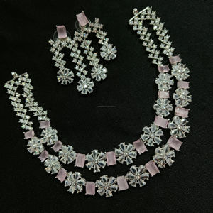 Classic American Diamond Bridal Jewelry <b>Set</b> Two-Piece <b>Necklace</b> <b>and</b> <b>Earrings</b> for Wedding Fashionable Classic Style - Product Image 1