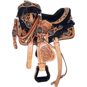 Selle de cheval en cuir western artisanale avec gravure florale sculptée à la main |   Équitation de qualité supérieure, Barrel Racing, Trail Ranch - Product Image 2