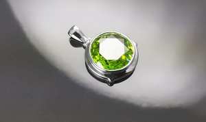 Collier pendentif rond en argent sterling, pierre de péridot vert foncé, bijoux fantaisie, cadeau pour femme - Product Image 4