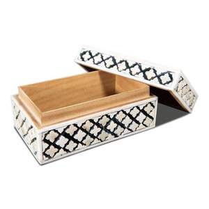 Joyero de Hueso y Cuerno con Patrón Geométrico Negro y Beige, Incrustaciones de Hueso, Acabado Pulido, Precio de Fábrica, Multiusos - Product Image 4