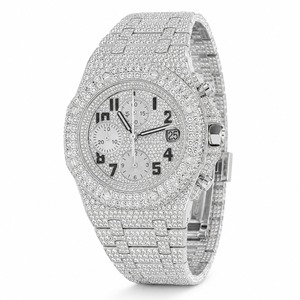 Luxury Stainless unisex Steel Watch Diamond Bezel Tonneau Case Analog Dial <b>Chronograph</b> 41mm Folding Clasp - Product Image 3