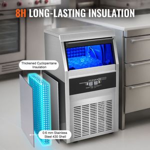 Macchina per il ghiaccio commerciale da cucina, da incasso, 90 libbre/24 ore, 45 cubetti di ghiaccio, produzione in 12-15 minuti, capacità di stoccaggio 24 libbre - Product Image 5