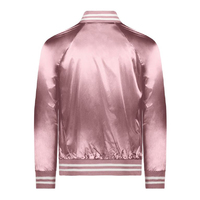 Blouson Bomber en Satin Soyeux 100% Polyester Goal Sport GS-BJ-005 pour Homme – Modèle Hiver, Style Letterman Varsity, Conception OEM Personnalisée sur le Devant