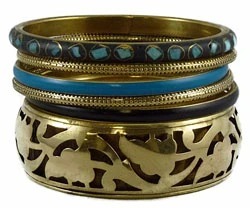 Indian Style Brass <b>Bangle</b> Set 6 Pcs Colorful Inlay Open <b>Bracelets</b> Ball Shape Cute Design Jewelry Gift for Women - Product Image 3
