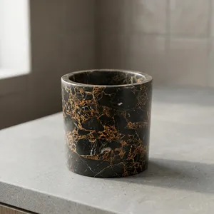 Vase rond en marbre pour table, décoration intérieure moderne, salon, durable, toutes saisons - Product Image 4