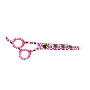 Ciseaux à effiler à motif géométrique rose, lame en acier inoxydable, 30 dents, pour droitiers, ciseaux de coiffure à long manche - Product Image 3