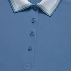 Polo de Manga Larga para Mujer, Azul, Tejido de Punto, Secado Rápido, Color Sólido, Logotipo Frontal, Venta al Por Mayor, Personalizado, OEM - Product Image 5