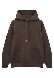 Sudadera con Capucha Extra Grande para Hombre, Color Sólido, Forro Polar, Diseño Casual con Bolsillos, Largo Regular, Ropa de Otoño, Sudadera de Algodón Tejido - Product Image 1