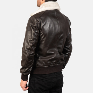 <b>Men</b> <b>Fur</b> Leather <b>Jacket</b> with Stand Collar and Heavy Duty Zip Closure <b>Men</b> Leather <b>Jacket</b> with <b>Fur</b> Lined - Product Image 4