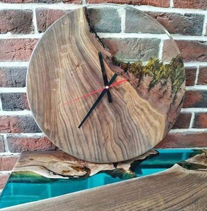 New Arrival Latest Collection Handcrafted White Epoxy Resin Wooden Wall <b>Clock</b> Interior Decorative Home Decorative <b>Clock</b> - Product Image 1