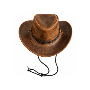 Custom Logo Premium Genuine Leather Cowboy <b>Hat</b> Vintage Distressed <b>Western</b> Outback <b>Hat</b> Men Outdoor Bush <b>Hat</b> OEM Manufacturer - Product Image 2
