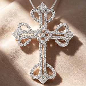 CUSTOM SILVER 10K/14K/18K GOLD PLATED LAB GROWN CVD DIAMOND CLASSIC ENGAGEMENT GIFT SWEATER <b>CHAIN</b> NECKLACE <b>CROSS</b> PENDANT - Product Image 4