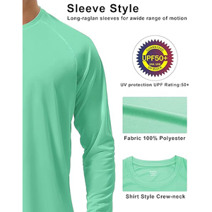 <b>Mens</b> Trendy Mint Green Long Sleeve Rash Guard Swim Shirt Breathable Lightweight UV Sun Protection <b>Top</b> - Product Image 3