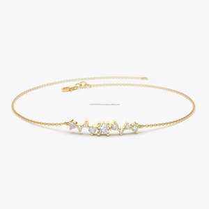 Pulsera de Cadena con Ancla y Diamante Cultivado en Laboratorio de Corte Redondo de 0.27 Quilates, Oro Amarillo de 14k, Joyería Fina para Mujer - Product Image 1