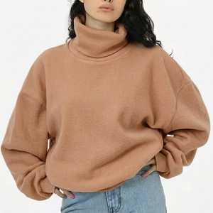 Sweat-shirt ample à col montant pour femme, style décontracté streetwear, pull décontracté, production en gros - Product Image 1
