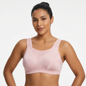 Women's Pink <b>Racerback</b> Sports <b>Bra</b> Neck Breathable Mesh Medium Support Fitness Wear Seamless Solid Style - Product Image 4