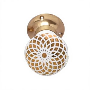 Round Ceramic <b>Door</b> <b>Knob</b> with Gold Floral Design Eco-Friendly Durable Contemporary Furniture Handle for Bedroom Wardrobe Use - Product Image 5
