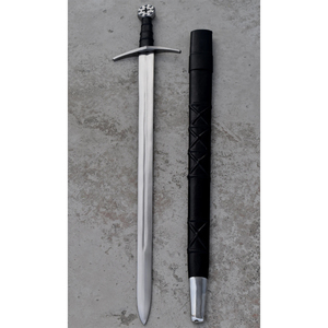 Épée décorative de chevalier templier médiéval avec fourreau en cuir - Product Image 1