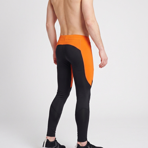 <b>Men</b> <b>Compression</b> Leggings Full Length Orange Black Solid Color Elastic Waist Workout Fitness Wear <b>Compression</b> Leggings <b>Men's</b> - Product Image 5