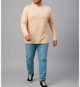 Camiseta de Manga Larga para Hombre, Color Beige, Cuello Redondo, Corte Regular, Estilo Casual - Product Image 2