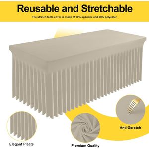 Smiry 6FT Rectangle Waterproof Washable Tablecloth <b>Elastic</b> Spandex Stretch Fitted Cover <b>Skirt</b> for Tables - Product Image 1