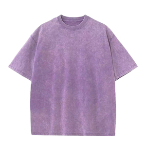 Camiseta Oversize con Lavado Ácido 100% Algodón, Estilo Vintage, Cuello Redondo, Manga Corta, Color Sólido, para Hombre - Product Image 4