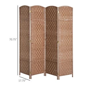 6FT Tall 4 Panel Wicker Weave Room Divider Portable Folding Privacy <b>Screen</b> Natural Traditional Partition for <b>Bedroom</b> Home Office - Product Image 3