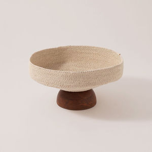 Cesta Tejida a Mano con Base de Madera, Plato Decorativo Minimalista para Servir, Color Beige Natural - Product Image 3