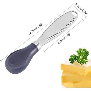 Couteau à beurre 3-en-1 en acier inoxydable avec manche en bois, trancheur et râpe à fromage pour la cuisine - Product Image 2