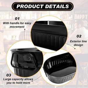 Matte Black Oval Galvanized Steel <b>Ice</b> Bucket With Wire Side Handles Ribbed Party Wine, Beer Chilling Beverage Tub For Serving - Product Image 3